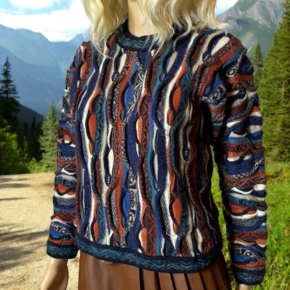 90s Coogi Sweater Vintage Soul of Australia Wool Pullover Multicolor Fall Small
